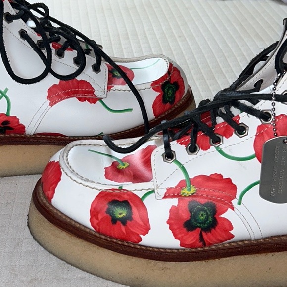 Kenzo White and Red Floral Ankle Boots